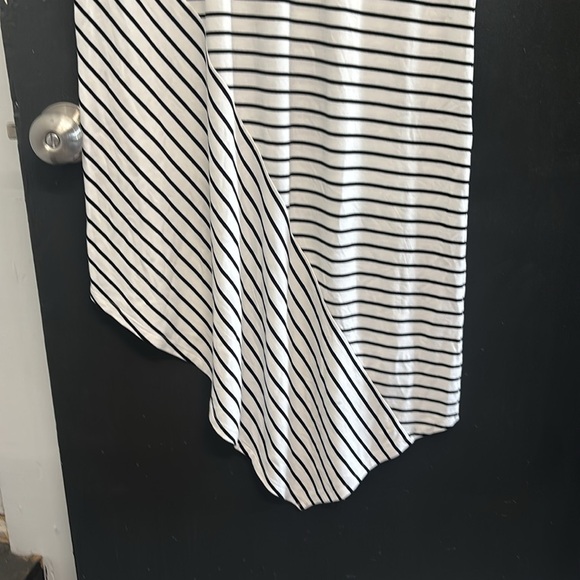 Chicos Maxi Asymmetrical Black & White Striped Dress Size 0 ( US 4-6) - Picture 5 of 7
